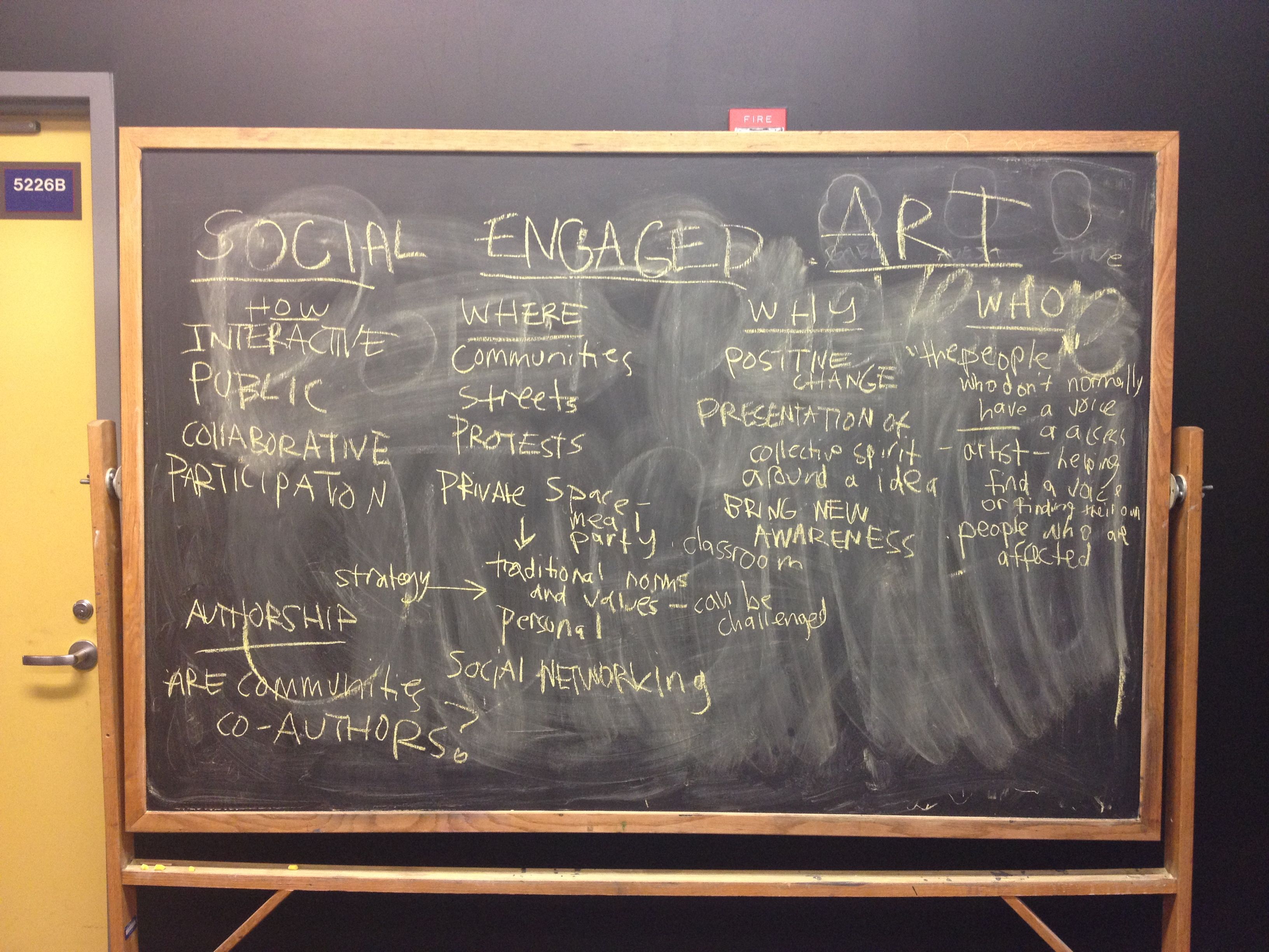 First day of “Introduction to Socially Engaged Art” class, co-taught with Faheem Majeed at University of Illinois at Chicago, Spring 2013. Photo: Abigail Satinsky.